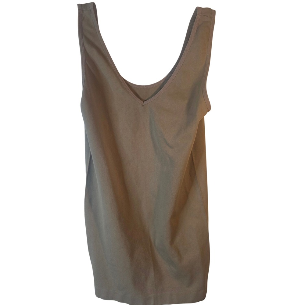 Seamless V-Neck Tank Top Taupe Neutral Sleeveless Layering Camisole Women OS